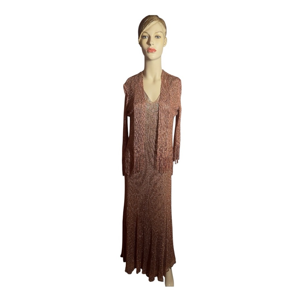 Vintage 1980’s Lillie Rubin Copper Fringe Dress with Jacket, Size M
